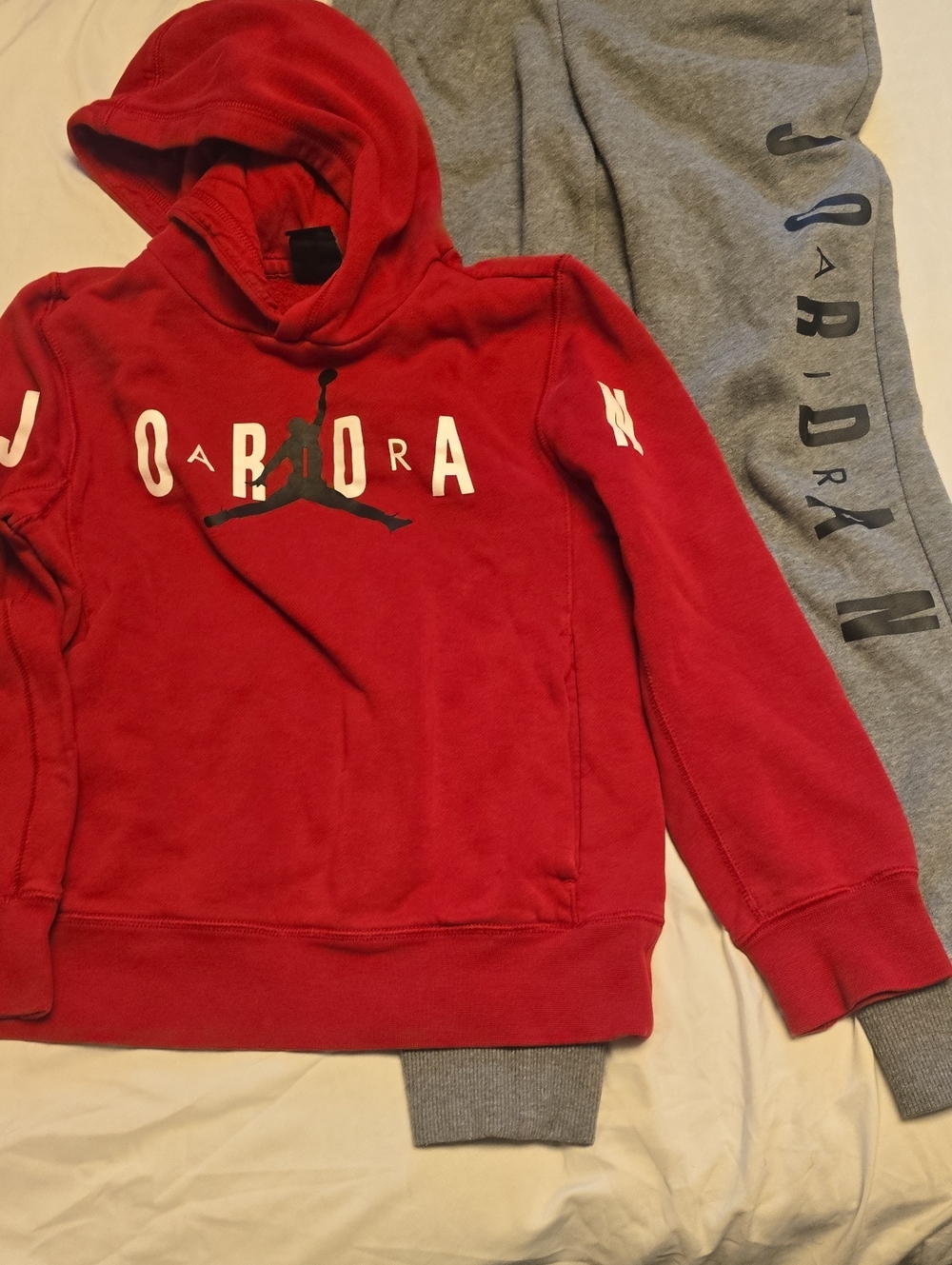 Jordan Red Crewneck Sweatshirt with Black Jumpman and White Lettering
